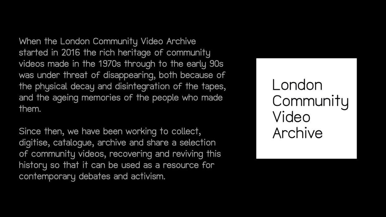 Slide Image from Making Films Together: The London Community Video Archive and Film Flamme Workshop.