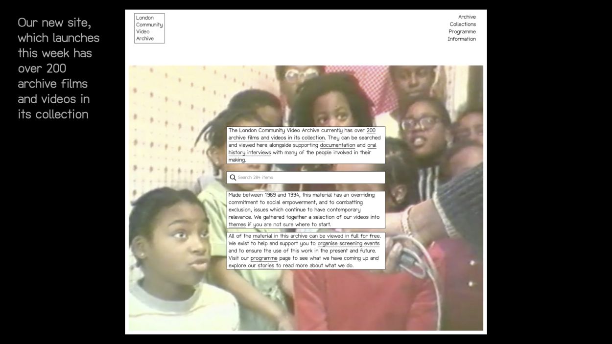 Slide Image from Making Films Together: The London Community Video Archive and Film Flamme Workshop.